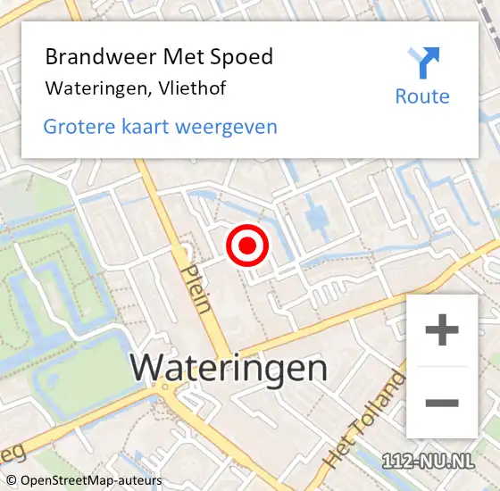 Locatie op kaart van de 112 melding: Brandweer Met Spoed Naar Wateringen, Vliethof op 14 augustus 2024 19:56