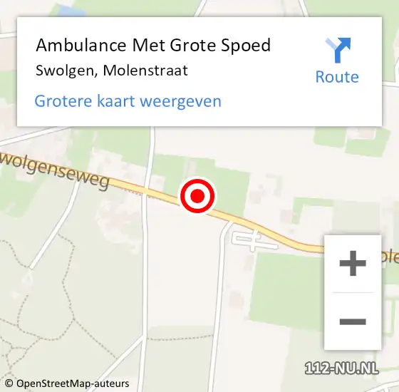 Locatie op kaart van de 112 melding: Ambulance Met Grote Spoed Naar Swolgen, Molenstraat op 16 oktober 2014 11:31