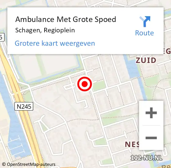 Locatie op kaart van de 112 melding: Ambulance Met Grote Spoed Naar Schagen, Regioplein op 14 augustus 2024 20:53