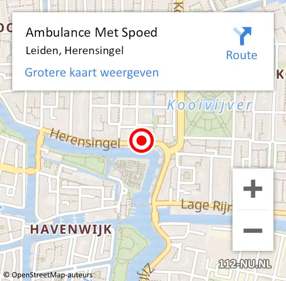 Locatie op kaart van de 112 melding: Ambulance Met Spoed Naar Leiden, Herensingel op 14 augustus 2024 20:58