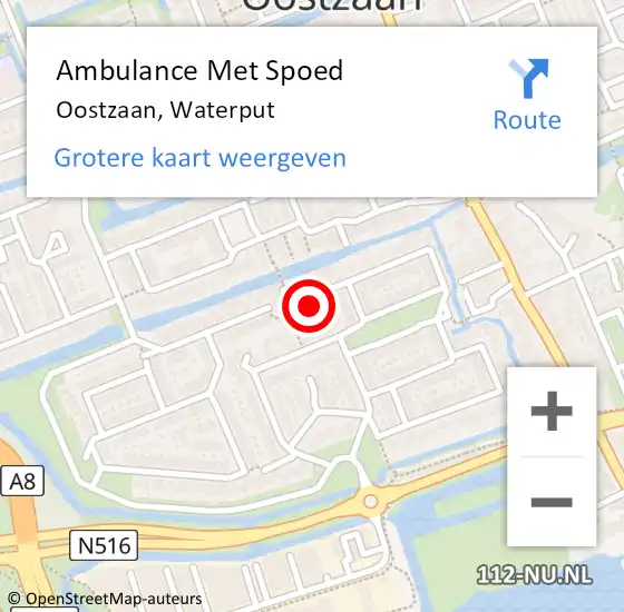 Locatie op kaart van de 112 melding: Ambulance Met Spoed Naar Oostzaan, Waterput op 14 augustus 2024 21:03