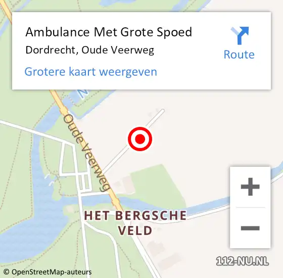 Locatie op kaart van de 112 melding: Ambulance Met Grote Spoed Naar Dordrecht, Oude Veerweg op 14 augustus 2024 21:23