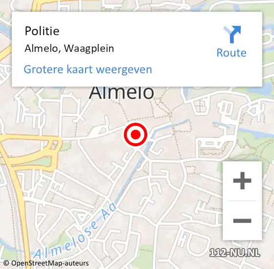 Locatie op kaart van de 112 melding: Politie Almelo, Waagplein op 14 augustus 2024 21:24