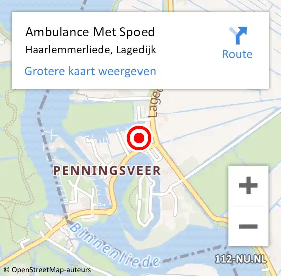 Locatie op kaart van de 112 melding: Ambulance Met Spoed Naar Haarlemmerliede, Lagedijk op 14 augustus 2024 21:56