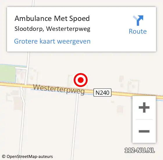 Locatie op kaart van de 112 melding: Ambulance Met Spoed Naar Slootdorp, Westerterpweg op 14 augustus 2024 22:34