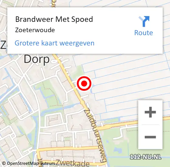 Locatie op kaart van de 112 melding: Brandweer Met Spoed Naar Zoeterwoude op 14 augustus 2024 23:11