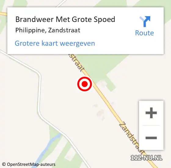 Locatie op kaart van de 112 melding: Brandweer Met Grote Spoed Naar Philippine, Zandstraat op 14 augustus 2024 23:18