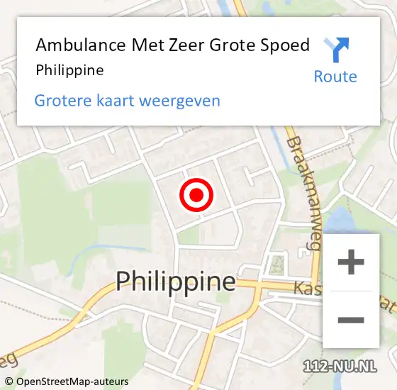 Locatie op kaart van de 112 melding: Ambulance Met Zeer Grote Spoed Naar Philippine op 14 augustus 2024 23:18