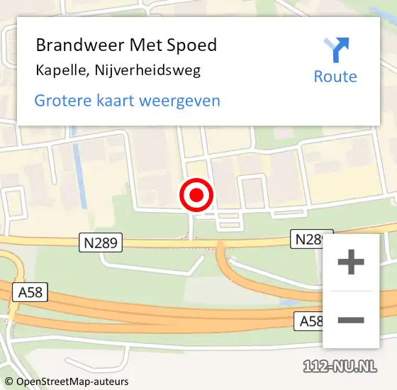 Locatie op kaart van de 112 melding: Brandweer Met Spoed Naar Kapelle, Nijverheidsweg op 14 augustus 2024 23:22