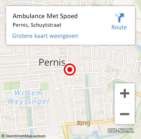 Locatie op kaart van de 112 melding: Ambulance Met Spoed Naar Pernis, Schuytstraat op 14 augustus 2024 23:51