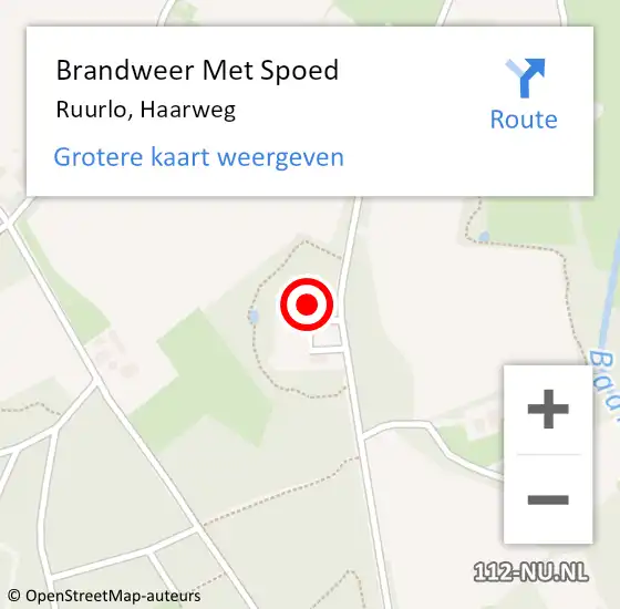 Locatie op kaart van de 112 melding: Brandweer Met Spoed Naar Ruurlo, Haarweg op 15 augustus 2024 00:00