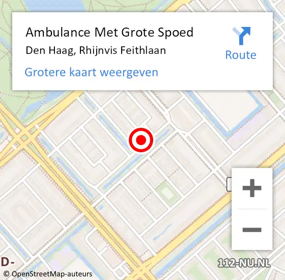 Locatie op kaart van de 112 melding: Ambulance Met Grote Spoed Naar Den Haag, Rhijnvis Feithlaan op 15 augustus 2024 00:01