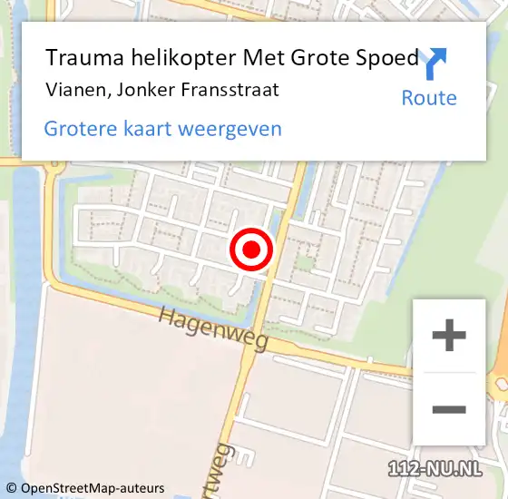 Locatie op kaart van de 112 melding: Trauma helikopter Met Grote Spoed Naar Vianen, Jonker Fransstraat op 15 augustus 2024 00:06