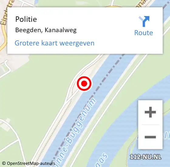 Locatie op kaart van de 112 melding: Politie Beegden, Kanaalweg op 15 augustus 2024 00:15