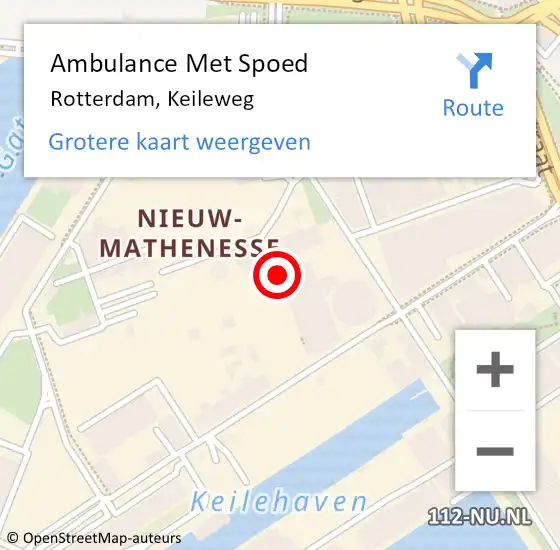 Locatie op kaart van de 112 melding: Ambulance Met Spoed Naar Rotterdam, Keileweg op 15 augustus 2024 00:32