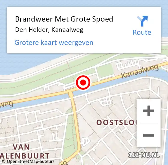 Locatie op kaart van de 112 melding: Brandweer Met Grote Spoed Naar Den Helder, Kanaalweg op 15 augustus 2024 01:40