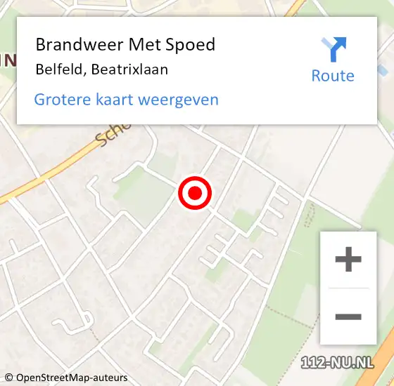 Locatie op kaart van de 112 melding: Brandweer Met Spoed Naar Belfeld, Beatrixlaan op 15 augustus 2024 02:36