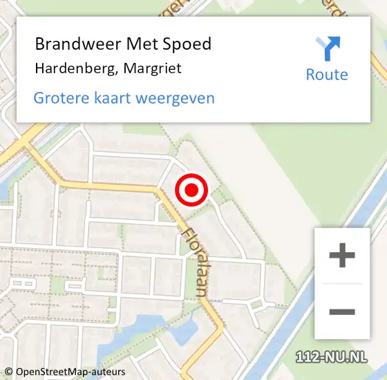 Locatie op kaart van de 112 melding: Brandweer Met Spoed Naar Hardenberg, Margriet op 15 augustus 2024 04:06