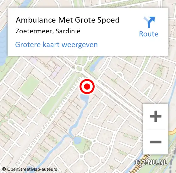 Locatie op kaart van de 112 melding: Ambulance Met Grote Spoed Naar Zoetermeer, Sardinië op 15 augustus 2024 05:06