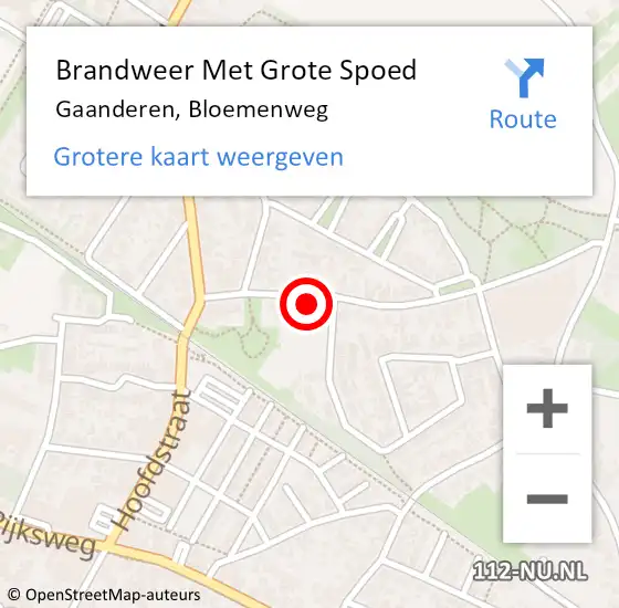 Locatie op kaart van de 112 melding: Brandweer Met Grote Spoed Naar Gaanderen, Bloemenweg op 15 augustus 2024 05:21