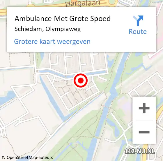 Locatie op kaart van de 112 melding: Ambulance Met Grote Spoed Naar Schiedam, Olympiaweg op 15 augustus 2024 06:11