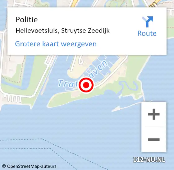 Locatie op kaart van de 112 melding: Politie Hellevoetsluis, Struytse Zeedijk op 15 augustus 2024 06:24