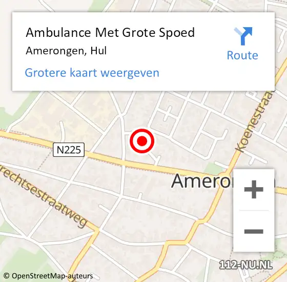 Locatie op kaart van de 112 melding: Ambulance Met Grote Spoed Naar Amerongen, Hul op 16 oktober 2014 12:00