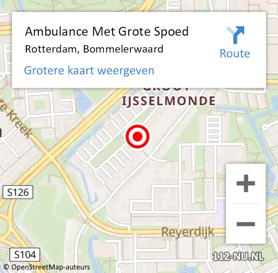 Locatie op kaart van de 112 melding: Ambulance Met Grote Spoed Naar Rotterdam, Bommelerwaard op 15 augustus 2024 07:55