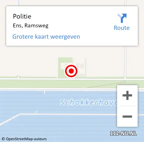 Locatie op kaart van de 112 melding: Politie Ens, Ramsweg op 15 augustus 2024 08:06