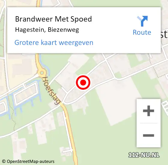 Locatie op kaart van de 112 melding: Brandweer Met Spoed Naar Hagestein, Biezenweg op 15 augustus 2024 08:22