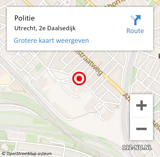 Locatie op kaart van de 112 melding: Politie Utrecht, 2e Daalsedijk op 15 augustus 2024 08:38