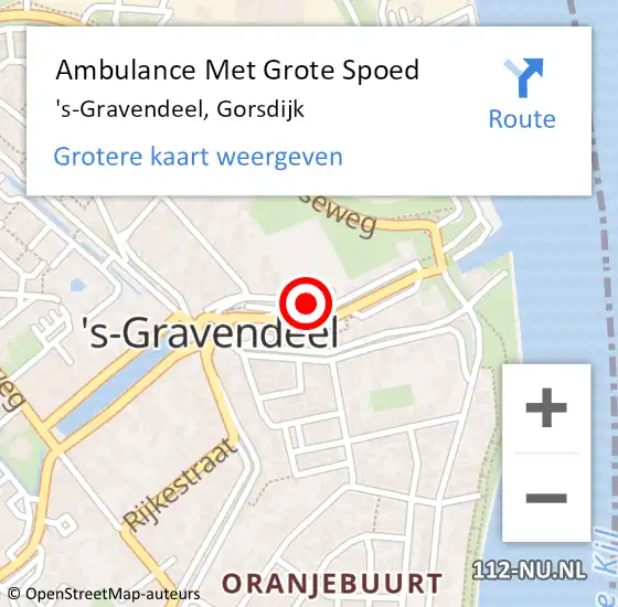 Locatie op kaart van de 112 melding: Ambulance Met Grote Spoed Naar 's-Gravendeel, Gorsdijk op 15 augustus 2024 08:41