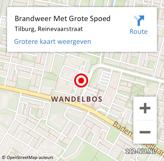 Locatie op kaart van de 112 melding: Brandweer Met Grote Spoed Naar Tilburg, Reinevaarstraat op 15 augustus 2024 09:03