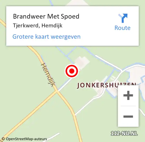 Locatie op kaart van de 112 melding: Brandweer Met Spoed Naar Tjerkwerd, Hemdijk op 15 augustus 2024 09:09