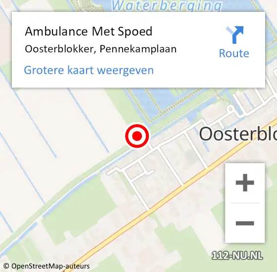 Locatie op kaart van de 112 melding: Ambulance Met Spoed Naar Oosterblokker, Pennekamplaan op 15 augustus 2024 09:39