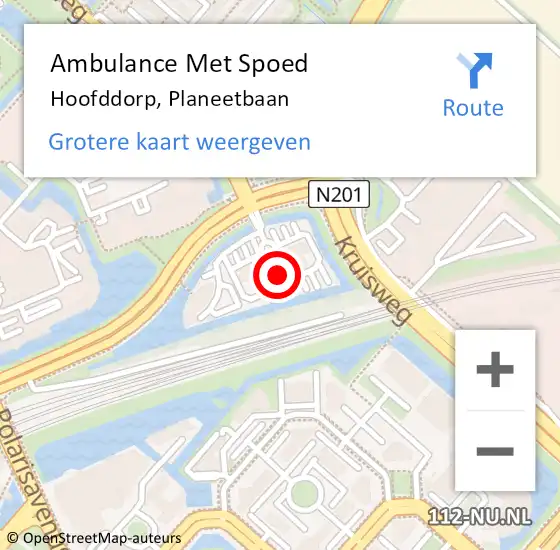 Locatie op kaart van de 112 melding: Ambulance Met Spoed Naar Hoofddorp, Planeetbaan op 15 augustus 2024 09:40