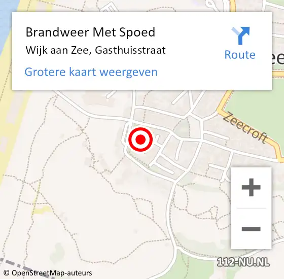 Locatie op kaart van de 112 melding: Brandweer Met Spoed Naar Wijk aan Zee, Gasthuisstraat op 15 augustus 2024 09:47