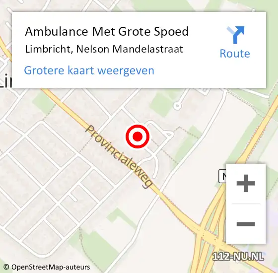 Locatie op kaart van de 112 melding: Ambulance Met Grote Spoed Naar Limbricht, Nelson Mandelastraat op 17 oktober 2013 19:24