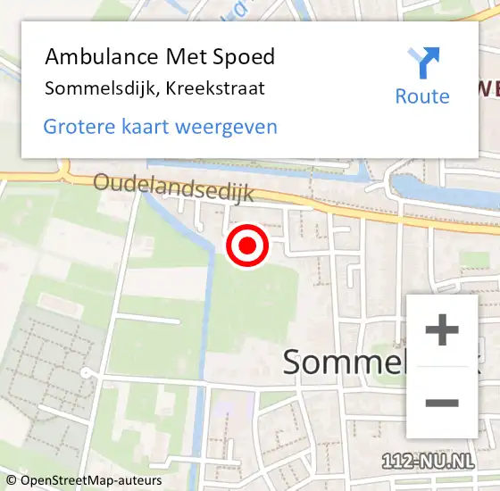 Locatie op kaart van de 112 melding: Ambulance Met Spoed Naar Sommelsdijk, Kreekstraat op 15 augustus 2024 10:16