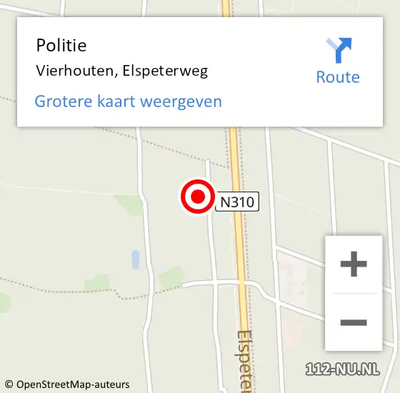 Locatie op kaart van de 112 melding: Politie Vierhouten, Elspeterweg op 15 augustus 2024 10:17