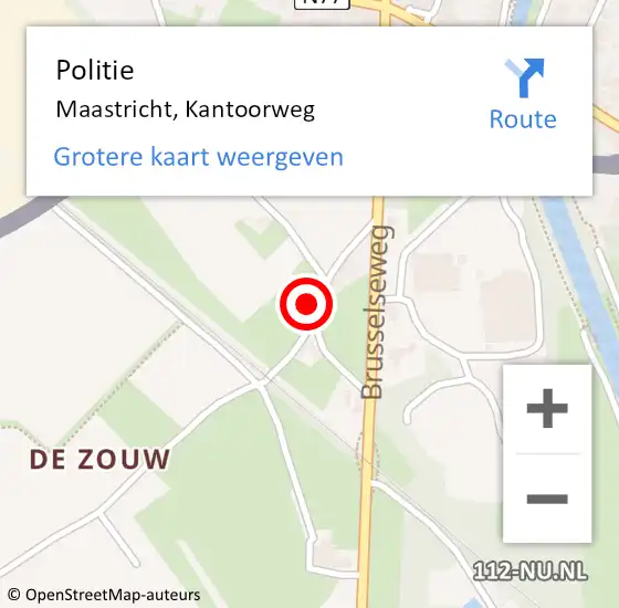 Locatie op kaart van de 112 melding: Politie Maastricht, Kantoorweg op 15 augustus 2024 10:29