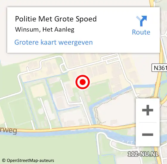 Locatie op kaart van de 112 melding: Politie Met Grote Spoed Naar Winsum, Het Aanleg op 15 augustus 2024 10:32