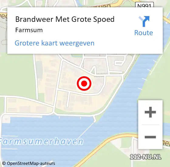 Locatie op kaart van de 112 melding: Brandweer Met Grote Spoed Naar Farmsum op 15 augustus 2024 10:34