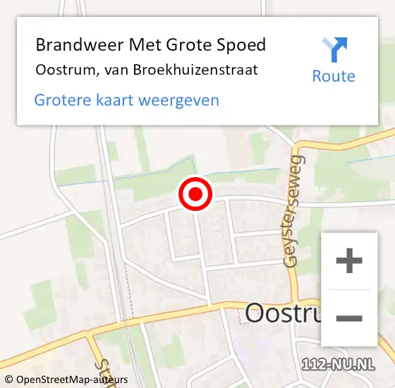 Locatie op kaart van de 112 melding: Brandweer Met Grote Spoed Naar Oostrum, van Broekhuizenstraat op 15 augustus 2024 10:50