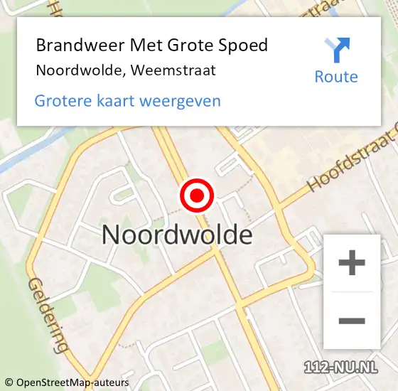 Locatie op kaart van de 112 melding: Brandweer Met Grote Spoed Naar Noordwolde, Weemstraat op 15 augustus 2024 11:28