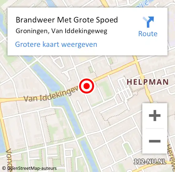 Locatie op kaart van de 112 melding: Brandweer Met Grote Spoed Naar Groningen, Van Iddekingeweg op 15 augustus 2024 11:36