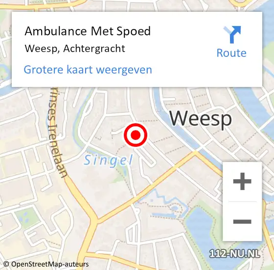 Locatie op kaart van de 112 melding: Ambulance Met Spoed Naar Weesp, Achtergracht op 15 augustus 2024 11:37