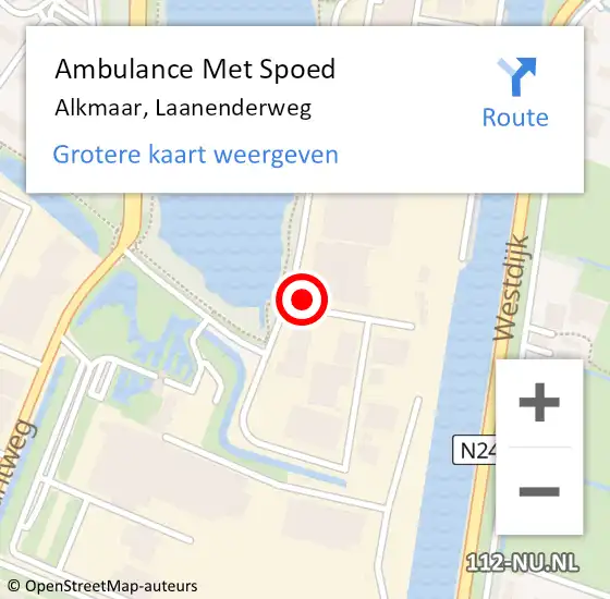 Locatie op kaart van de 112 melding: Ambulance Met Spoed Naar Alkmaar, Laanenderweg op 15 augustus 2024 11:54