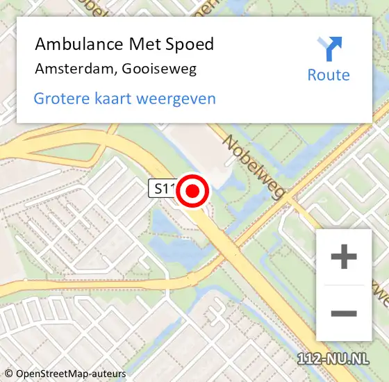 Locatie op kaart van de 112 melding: Ambulance Met Spoed Naar Amsterdam, Gooiseweg op 15 augustus 2024 11:55