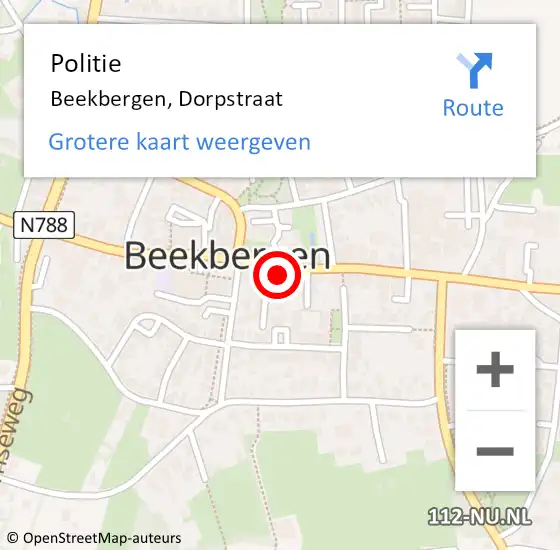 Locatie op kaart van de 112 melding: Politie Beekbergen, Dorpstraat op 15 augustus 2024 11:56